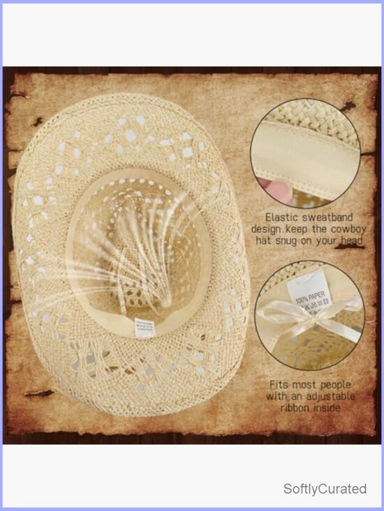 Straw Cowboy Hat Women\'s Woven Sun Hat With Bendable Brim main image 5